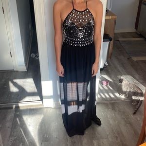 Black Sequined top Prom Dress